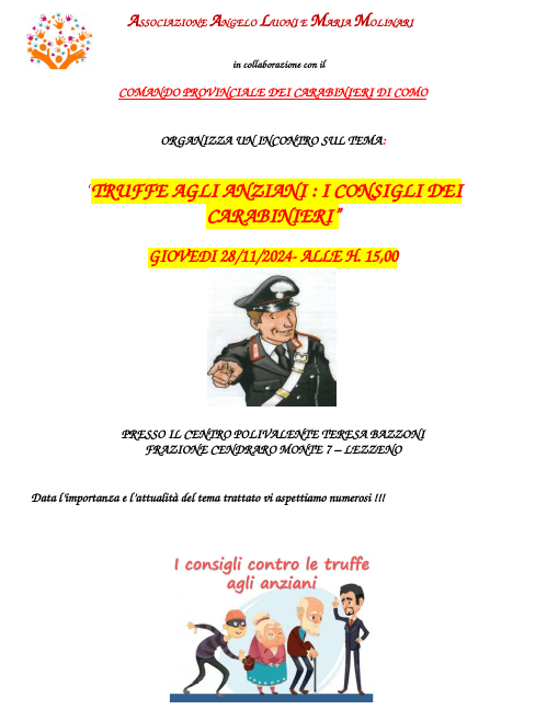 Truffe agli anziani: i consigli dei&nbsp;carabinieri