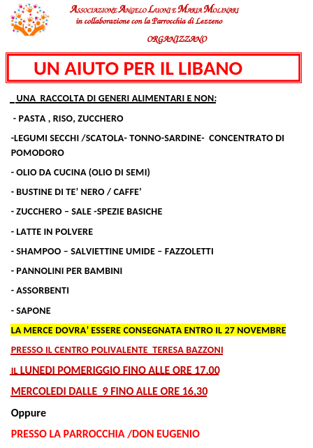 Un aiuto per il&nbsp;Libano